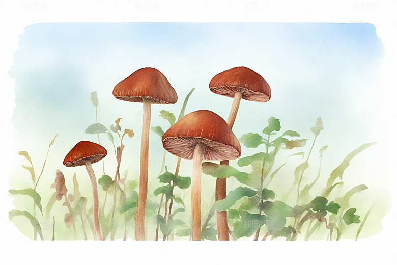 灵芝植物插图图片