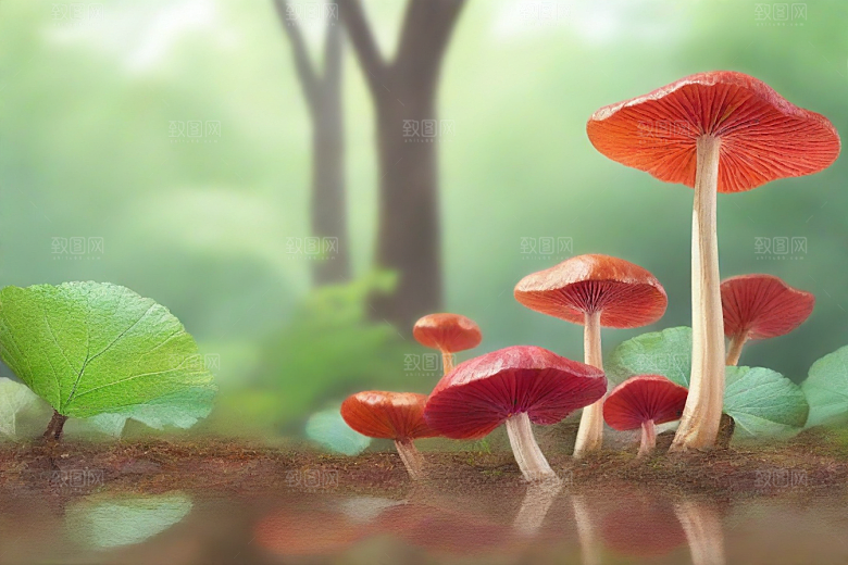 灵芝植物插图图片