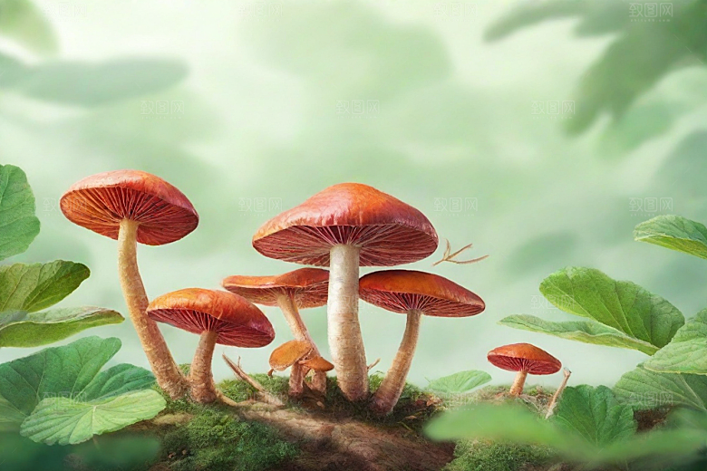 灵芝植物插图图片