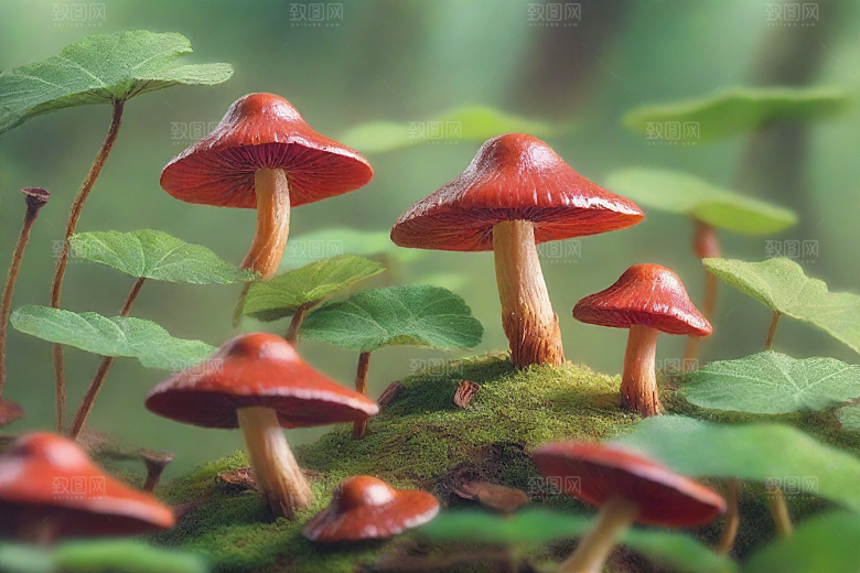 灵芝植物插图图片