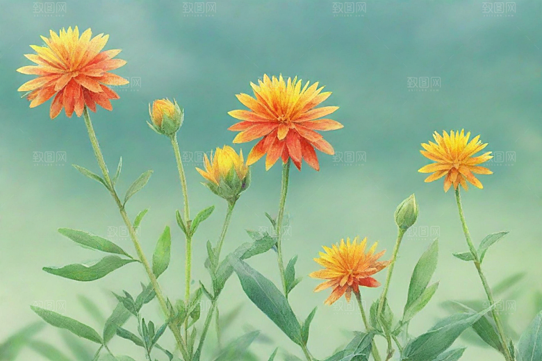 红花植物插图图片