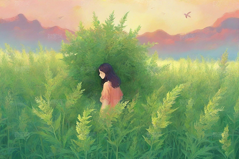 青蒿植物插图图片