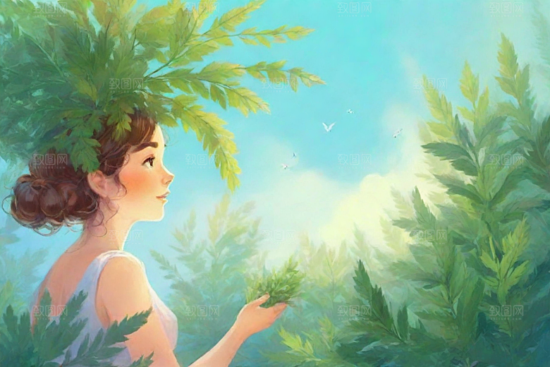 青蒿植物插图图片