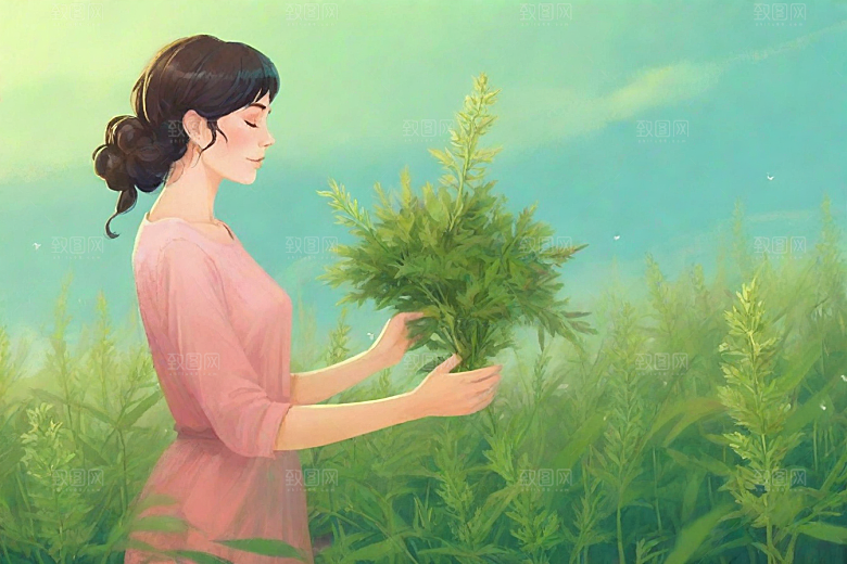 青蒿植物插图图片