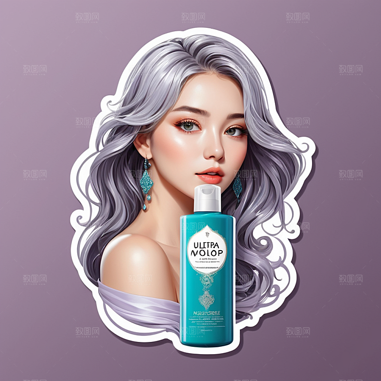 护发素插画卡通风格贴纸