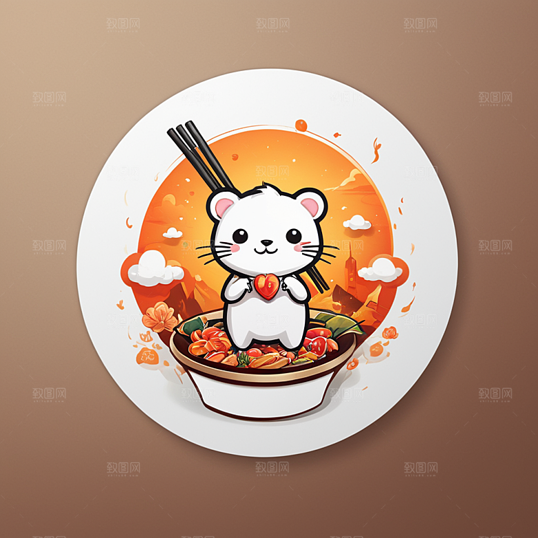 筷子插画卡通风格贴纸