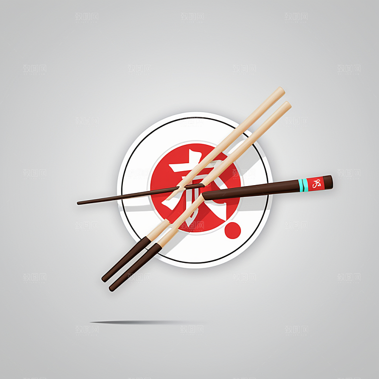 筷子插画卡通风格贴纸