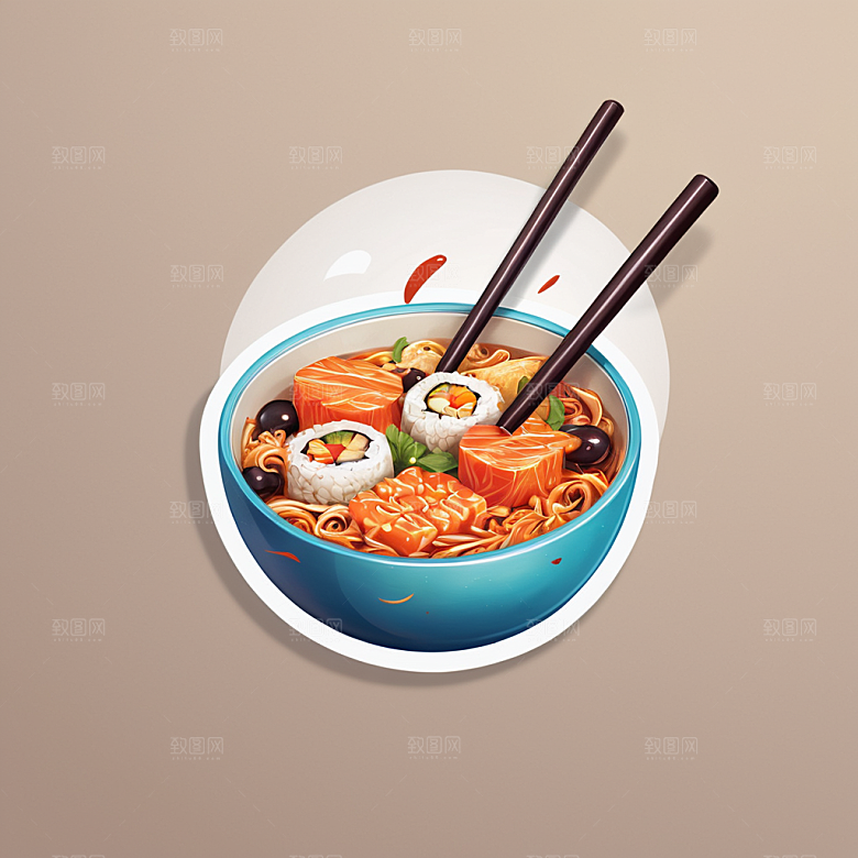 筷子插画卡通风格贴纸