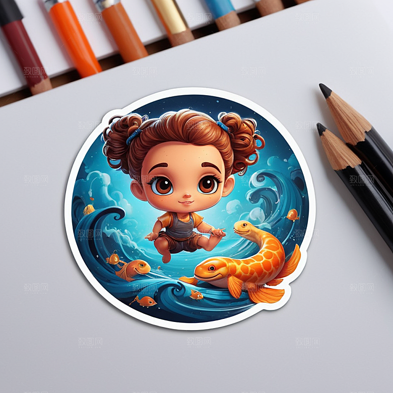 钥匙链插画卡通风格贴纸