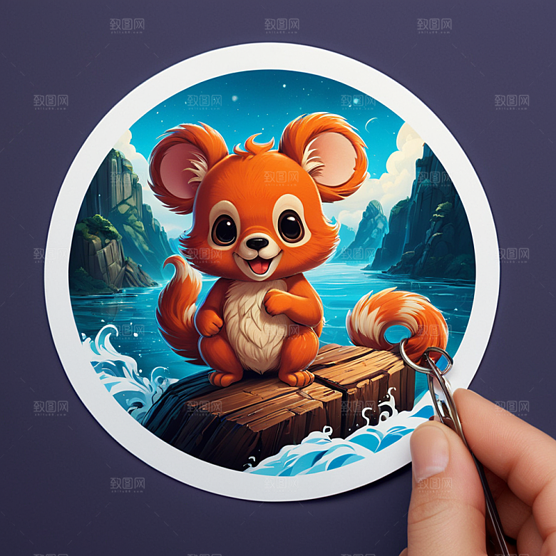 钥匙链插画卡通风格贴纸
