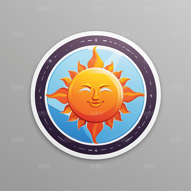 太阳插画卡通风格贴纸