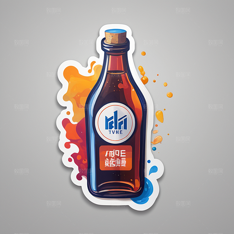 药瓶插画卡通风格贴纸
