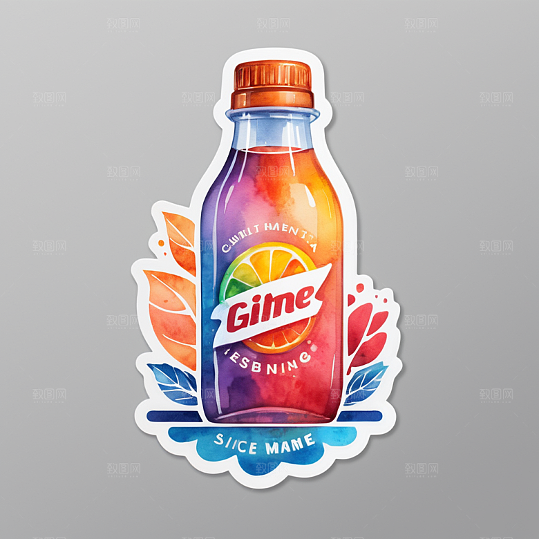 药瓶插画卡通风格贴纸