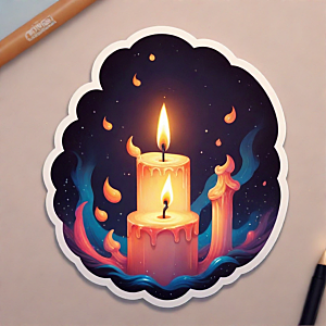 蜡烛插画卡通风格贴纸