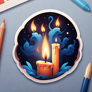蜡烛插画卡通风格贴纸