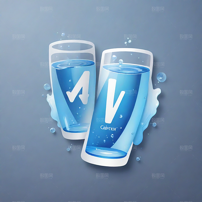 水杯插画卡通风格贴纸