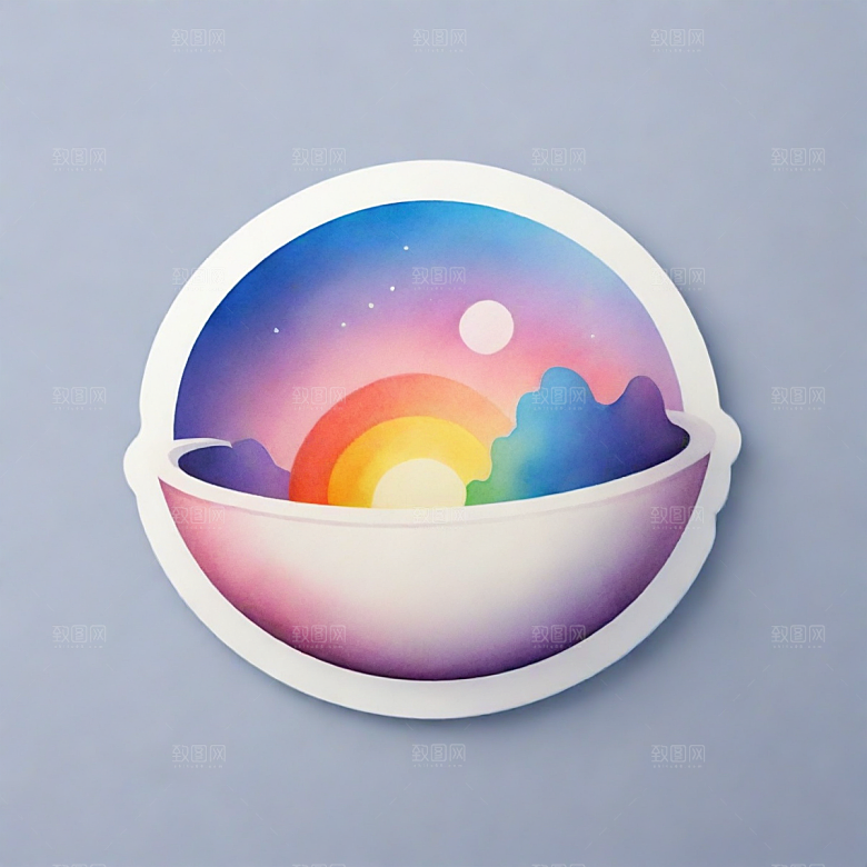 碗插画卡通风格贴纸