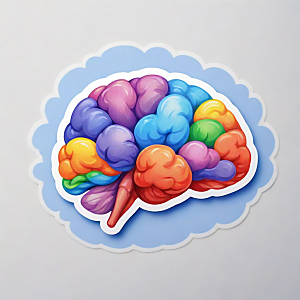 大脑插画卡通风格贴纸