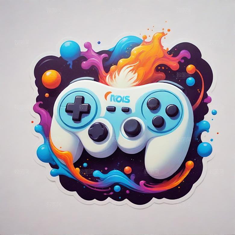 游戏手柄插画卡通风格贴纸