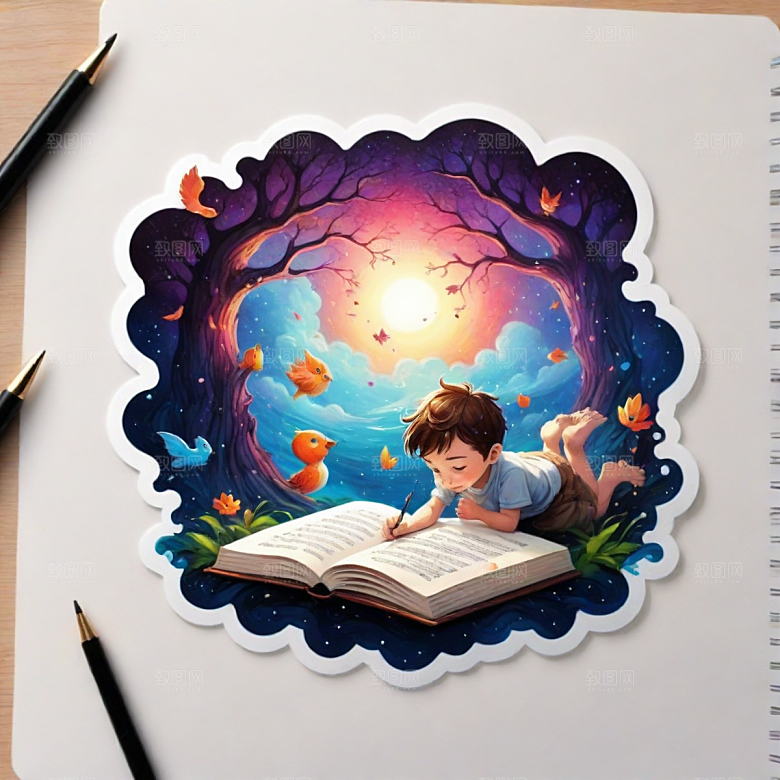 笔记插画卡通风格贴纸