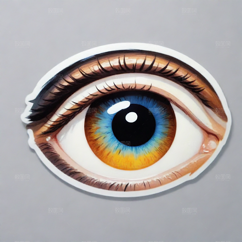 眼睛插画卡通风格贴纸