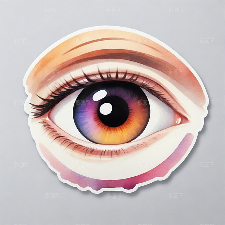 眼睛插画卡通风格贴纸