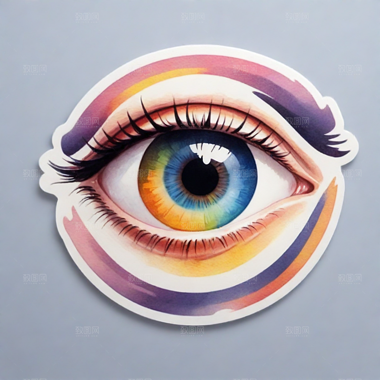 眼睛插画卡通风格贴纸