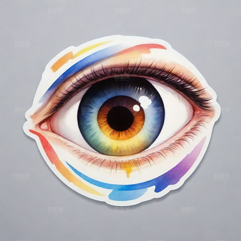 眼睛插画卡通风格贴纸