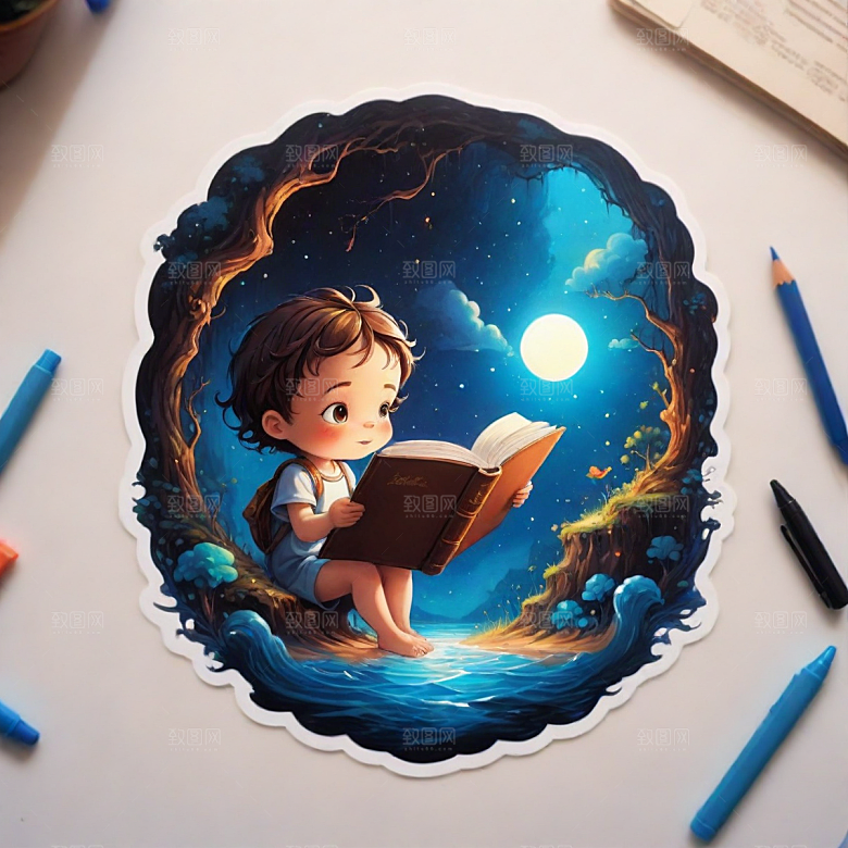 案件插画卡通风格贴纸