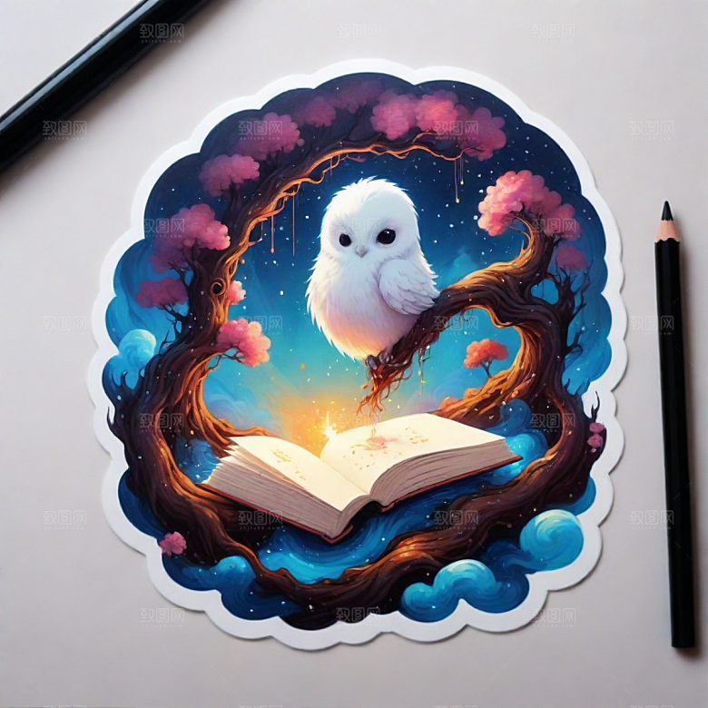 签名插画卡通风格贴纸