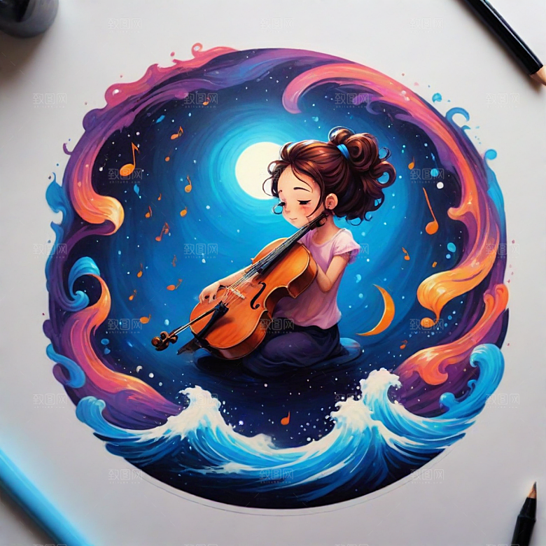 乐谱插画卡通风格贴纸