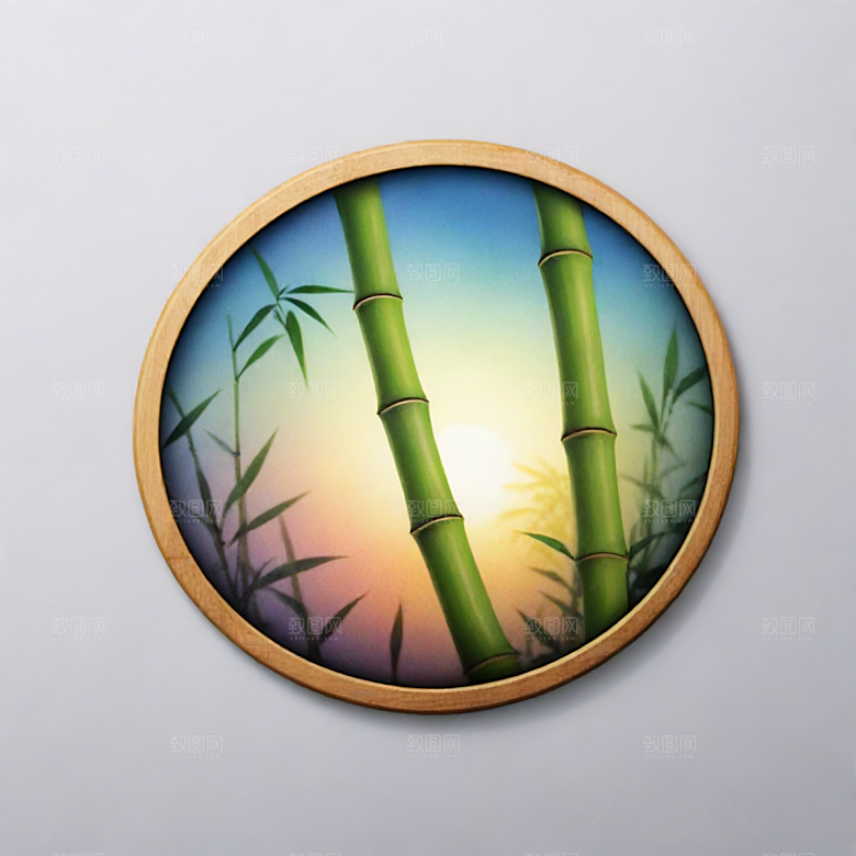 竹子插画卡通风格贴纸