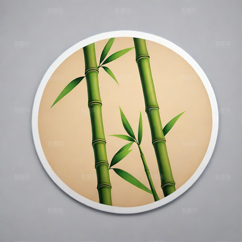 竹子插画卡通风格贴纸