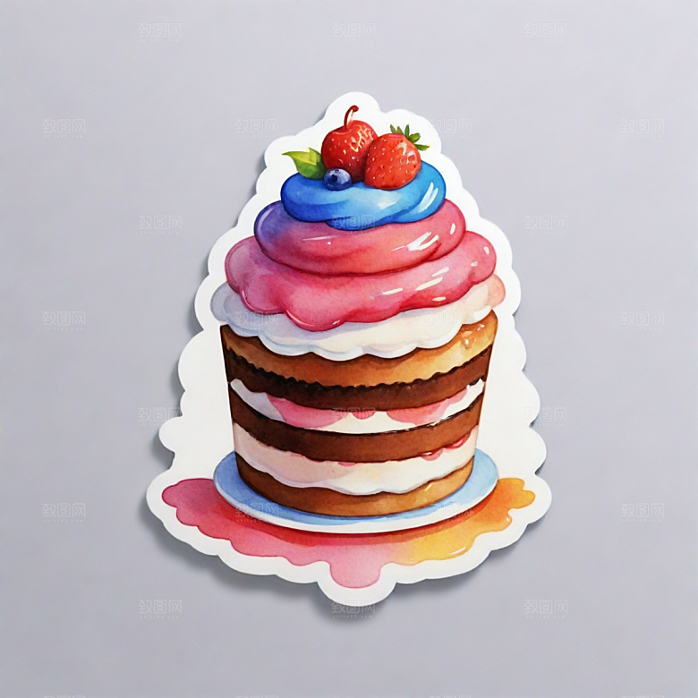 蛋糕插画卡通风格贴纸