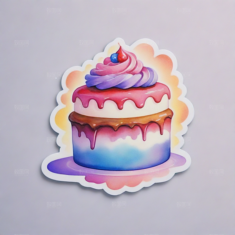 蛋糕插画卡通风格贴纸