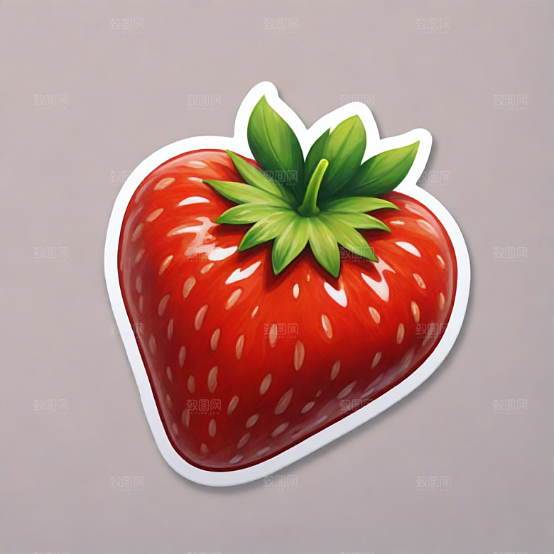 草莓插画卡通风格贴纸