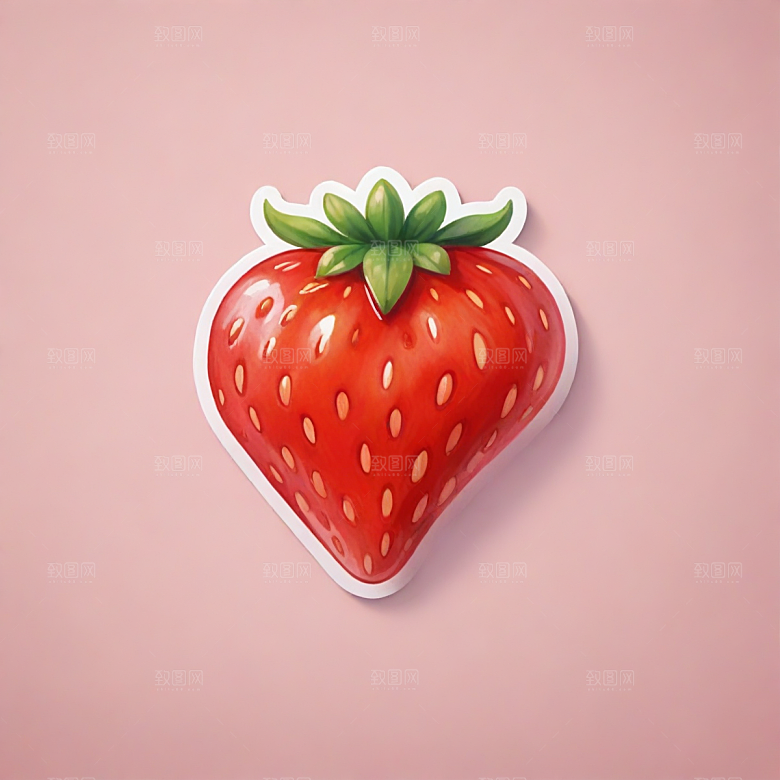 草莓插画卡通风格贴纸