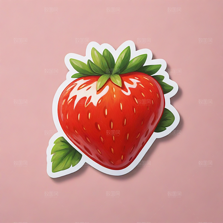 草莓插画卡通风格贴纸