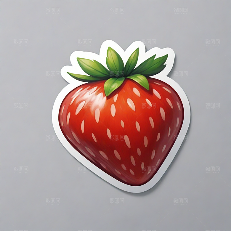 草莓插画卡通风格贴纸