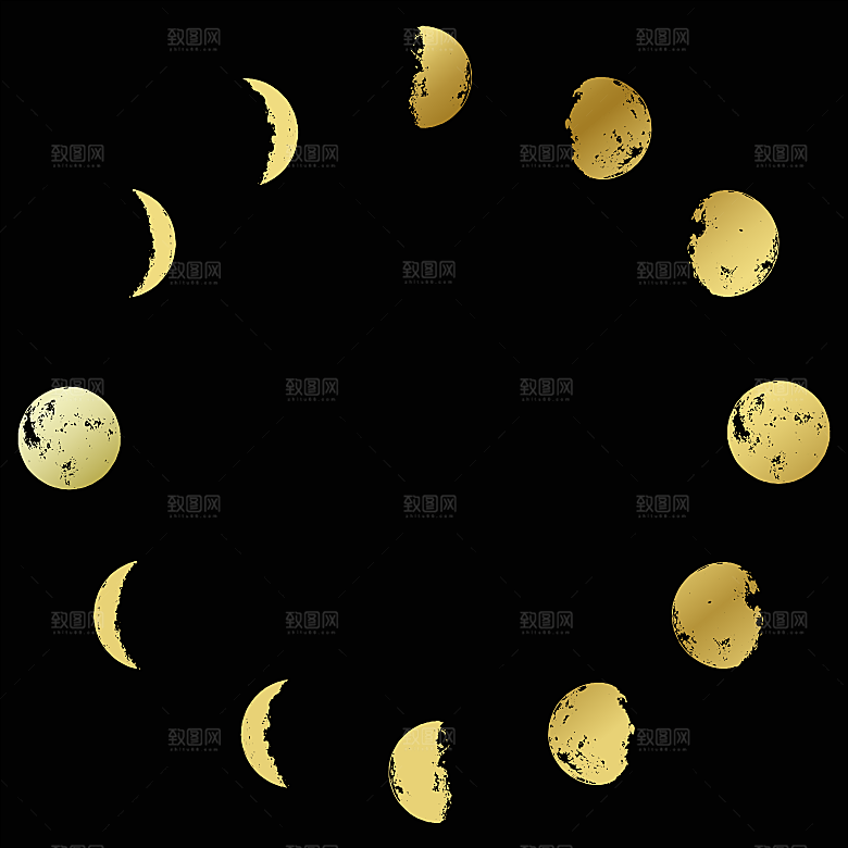 中秋节中国风烫金元素装饰插画