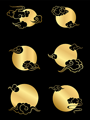 中秋节中国风烫金元素装饰插画