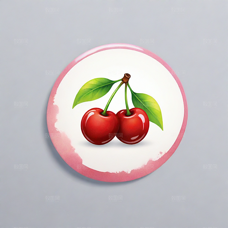 樱桃插画卡通风格贴纸