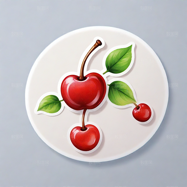 樱桃插画卡通风格贴纸