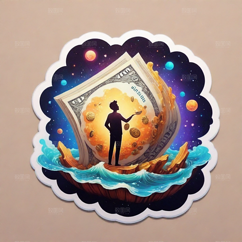 美元插画卡通风格贴纸