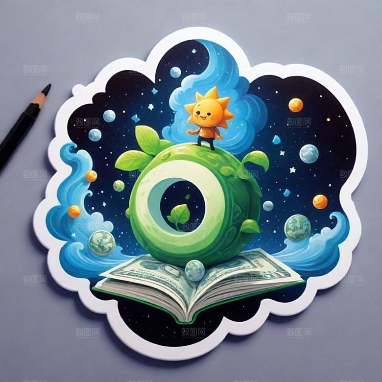 美元插画卡通风格贴纸