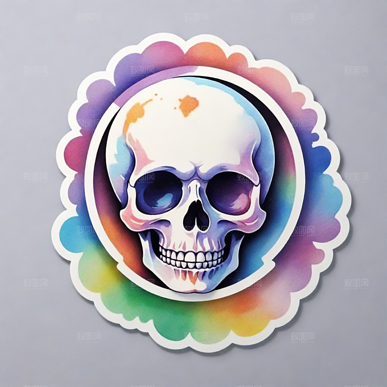 骷髅插画卡通风格贴纸