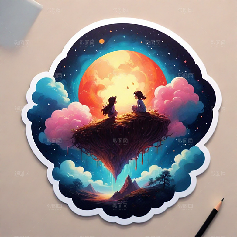 心情插画卡通风格贴纸