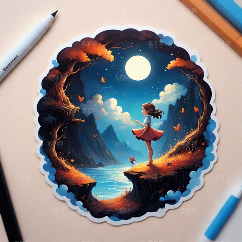 心情插画卡通风格贴纸