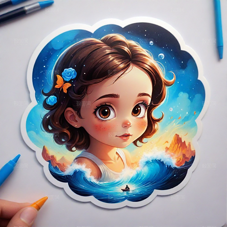 头像插画卡通风格贴纸