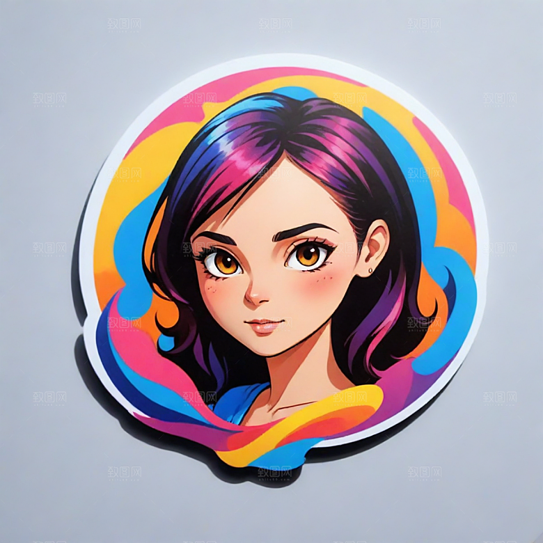 头像插画卡通风格贴纸